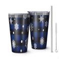 thumbnail image 1 of 16oz Tumblers Blue Christmas Snowflake Pattern Stainless Steel Vacuum Insulated Double Wall Travel Tumbler Cups Mug with Lid and Straw,Cleaning Brush for Coffee,Tea, 1 of 4