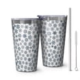 thumbnail image 1 of 16oz Tumblers Blue Christmas Snowflake Pattern Stainless Steel Vacuum Insulated Double Wall Travel Tumbler Cups Mug with Lid and Straw,Cleaning Brush for Coffee,Tea, 1 of 4