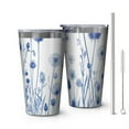 thumbnail image 1 of 16oz Tumblers Blue Flowers Stainless Steel Vacuum Insulated Double Wall Travel Tumbler Cups Mug with Lid and Straw,Cleaning Brush for Coffee,Tea, 1 of 4