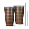 thumbnail image 1 of 16oz Tumblers Brown Red Yellow Plaid Checkered Pattern Stainless Steel Vacuum Insulated Double Wall Travel Tumbler Cups Mug with Lid and Straw,Cleaning Brush for Coffee,Tea, 1 of 4