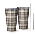 thumbnail image 1 of 16oz Tumblers Brown and White Checkerboard Checkered Pattern Stainless Steel Vacuum Insulated Double Wall Travel Tumbler Cups Mug with Lid and Straw,Cleaning Brush for Coffee,Tea, 1 of 4