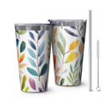 thumbnail image 1 of 16oz Tumblers Colorful Leaves Pattern Stainless Steel Vacuum Insulated Double Wall Travel Tumbler Cups Mug with Lid and Straw,Cleaning Brush for Coffee,Tea, 1 of 4