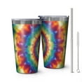 thumbnail image 1 of 16oz Tumblers Colorful Tie Dye Dot Mandala Pattern Stainless Steel Vacuum Insulated Double Wall Travel Tumbler Cups Mug with Lid and Straw,Cleaning Brush for Coffee,Tea, 1 of 4