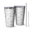 thumbnail image 1 of 16oz Tumblers Cute Halloween Ghosts Pattern Stainless Steel Vacuum Insulated Double Wall Travel Tumbler Cups Mug with Lid and Straw,Cleaning Brush for Coffee,Tea, 1 of 4