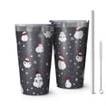 thumbnail image 1 of 16oz Tumblers Dark Christmas Snowman Pattern Stainless Steel Vacuum Insulated Double Wall Travel Tumbler Cups Mug with Lid and Straw,Cleaning Brush for Coffee,Tea, 1 of 4