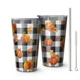 thumbnail image 1 of 16oz Tumblers Fall Pumpkins and Leaves Buffalo Plaid Stainless Steel Vacuum Insulated Double Wall Travel Tumbler Cups Mug with Lid and Straw,Cleaning Brush for Coffee,Tea, 1 of 4