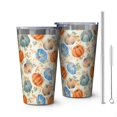 thumbnail image 1 of 16oz Tumblers Fall Pumpkins Leaves Pattern Stainless Steel Vacuum Insulated Double Wall Travel Tumbler Cups Mug with Lid and Straw,Cleaning Brush for Coffee,Tea, 1 of 4