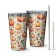 thumbnail image 1 of 16oz Tumblers Fall Pumpkins and Leaves Pattern Stainless Steel Vacuum Insulated Double Wall Travel Tumbler Cups Mug with Lid and Straw,Cleaning Brush for Coffee,Tea, 1 of 4