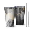 thumbnail image 1 of 16oz Tumblers Gray Black Gold Marble Pattern Stainless Steel Vacuum Insulated Double Wall Travel Tumbler Cups Mug with Lid and Straw,Cleaning Brush for Coffee,Tea, 1 of 4
