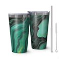thumbnail image 1 of 16oz Tumblers Green Marble Color Flow Pattern Stainless Steel Vacuum Insulated Double Wall Travel Tumbler Cups Mug with Lid and Straw,Cleaning Brush for Coffee,Tea, 1 of 4