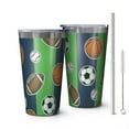 thumbnail image 1 of 16oz Tumblers Green Striped Sports Balls Pattern Stainless Steel Vacuum Insulated Double Wall Travel Tumbler Cups Mug with Lid and Straw,Cleaning Brush for Coffee,Tea, 1 of 4