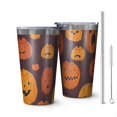thumbnail image 1 of 16oz Tumblers Halloween Jack Lanterns Variety Pattern Stainless Steel Vacuum Insulated Double Wall Travel Tumbler Cups Mug with Lid and Straw,Cleaning Brush for Coffee,Tea, 1 of 4