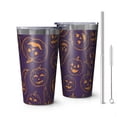 thumbnail image 1 of 16oz Tumblers Halloween Orange Pumpkins on Purple Stainless Steel Vacuum Insulated Double Wall Travel Tumbler Cups Mug with Lid and Straw,Cleaning Brush for Coffee,Tea, 1 of 4