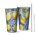 thumbnail image 1 of 16oz Tumblers Lemon Stainless Steel Vacuum Insulated Double Wall Travel Tumbler Cups Mug with Lid and Straw,Cleaning Brush for Coffee,Tea, 1 of 4