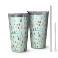 thumbnail image 1 of 16oz Tumblers Light Blue Christmas Tree Pattern Stainless Steel Vacuum Insulated Double Wall Travel Tumbler Cups Mug with Lid and Straw,Cleaning Brush for Coffee,Tea, 1 of 4