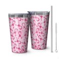 thumbnail image 1 of 16oz Tumblers Pink Breast Cancer Stainless Steel Vacuum Insulated Double Wall Travel Tumbler Cups Mug with Lid and Straw,Cleaning Brush for Coffee,Tea, 1 of 4