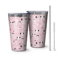 thumbnail image 1 of 16oz Tumblers Pink Christmas Tree Pattern Stainless Steel Vacuum Insulated Double Wall Travel Tumbler Cups Mug with Lid and Straw,Cleaning Brush for Coffee,Tea, 1 of 4