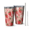 thumbnail image 1 of 16oz Tumblers Pink Strawberry Plants Fruit Stainless Steel Vacuum Insulated Double Wall Travel Tumbler Cups Mug with Lid and Straw,Cleaning Brush for Coffee,Tea, 1 of 4