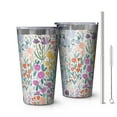 thumbnail image 1 of 16oz Tumblers Pioneer Flower Floral Print Pattern Stainless Steel Vacuum Insulated Double Wall Travel Tumbler Cups Mug with Lid and Straw,Cleaning Brush for Coffee,Tea, 1 of 4