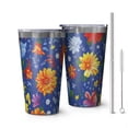 thumbnail image 1 of 16oz Tumblers Pioneer Flower Floral Print Pattern Stainless Steel Vacuum Insulated Double Wall Travel Tumbler Cups Mug with Lid and Straw,Cleaning Brush for Coffee,Tea, 1 of 4