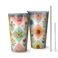 thumbnail image 1 of 16oz Tumblers Pioneer Flower Floral Print Pattern Stainless Steel Vacuum Insulated Double Wall Travel Tumbler Cups Mug with Lid and Straw,Cleaning Brush for Coffee,Tea, 1 of 4