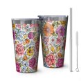 thumbnail image 1 of 16oz Tumblers Pioneer Flower Floral Print Pattern Stainless Steel Vacuum Insulated Double Wall Travel Tumbler Cups Mug with Lid and Straw,Cleaning Brush for Coffee,Tea, 1 of 4