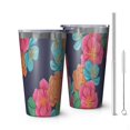 thumbnail image 1 of 16oz Tumblers Pioneer Flower Floral Print Pattern Stainless Steel Vacuum Insulated Double Wall Travel Tumbler Cups Mug with Lid and Straw,Cleaning Brush for Coffee,Tea, 1 of 4