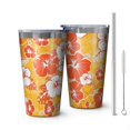 thumbnail image 1 of 16oz Tumblers Pioneer Flower Floral Print Pattern Stainless Steel Vacuum Insulated Double Wall Travel Tumbler Cups Mug with Lid and Straw,Cleaning Brush for Coffee,Tea, 1 of 4