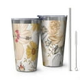 thumbnail image 1 of 16oz Tumblers Pioneer Flower Floral Print Pattern Stainless Steel Vacuum Insulated Double Wall Travel Tumbler Cups Mug with Lid and Straw,Cleaning Brush for Coffee,Tea, 1 of 4