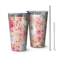 thumbnail image 1 of 16oz Tumblers Pomeranian Dogs and Flowers Stainless Steel Vacuum Insulated Double Wall Travel Tumbler Cups Mug with Lid and Straw,Cleaning Brush for Coffee,Tea, 1 of 4