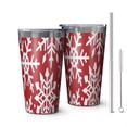 thumbnail image 1 of 16oz Tumblers Red Christmas Snowflake Pattern Stainless Steel Vacuum Insulated Double Wall Travel Tumbler Cups Mug with Lid and Straw,Cleaning Brush for Coffee,Tea, 1 of 4