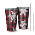 thumbnail image 1 of 16oz Tumblers Red Christmas Snowflake and Plaid Pattern Stainless Steel Vacuum Insulated Double Wall Travel Tumbler Cups Mug with Lid and Straw,Cleaning Brush for Coffee,Tea, 1 of 4