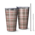thumbnail image 1 of 16oz Tumblers Red and Green Plaid Christmas Pattern Stainless Steel Vacuum Insulated Double Wall Travel Tumbler Cups Mug with Lid and Straw,Cleaning Brush for Coffee,Tea, 1 of 4