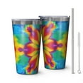 thumbnail image 1 of 16oz Tumblers Tie Dye Colorful Flower Pattern Stainless Steel Vacuum Insulated Double Wall Travel Tumbler Cups Mug with Lid and Straw,Cleaning Brush for Coffee,Tea, 1 of 4