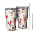 thumbnail image 1 of 16oz Tumblers White Chicken Folk Pattern Stainless Steel Vacuum Insulated Double Wall Travel Tumbler Cups Mug with Lid and Straw,Cleaning Brush for Coffee,Tea, 1 of 4