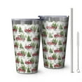 thumbnail image 1 of 16oz Tumblers White Christmas Red Truck and Tree Pattern Stainless Steel Vacuum Insulated Double Wall Travel Tumbler Cups Mug with Lid and Straw,Cleaning Brush for Coffee,Tea, 1 of 4