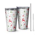 thumbnail image 1 of 16oz Tumblers White Christmas Reindeer and Tree Pattern Stainless Steel Vacuum Insulated Double Wall Travel Tumbler Cups Mug with Lid and Straw,Cleaning Brush for Coffee,Tea, 1 of 4