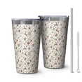 thumbnail image 1 of 16oz Tumblers White Christmas Star and Gift Pattern Stainless Steel Vacuum Insulated Double Wall Travel Tumbler Cups Mug with Lid and Straw,Cleaning Brush for Coffee,Tea, 1 of 4