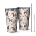 thumbnail image 1 of 16oz Tumblers White Highland Cow Flower Butterfly Pattern Stainless Steel Vacuum Insulated Double Wall Travel Tumbler Cups Mug with Lid and Straw,Cleaning Brush for Coffee,Tea, 1 of 4