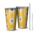thumbnail image 1 of 16oz Tumblers Yellow Daisy Flower White Blooms Pattern Stainless Steel Vacuum Insulated Double Wall Travel Tumbler Cups Mug with Lid and Straw,Cleaning Brush for Coffee,Tea, 1 of 4