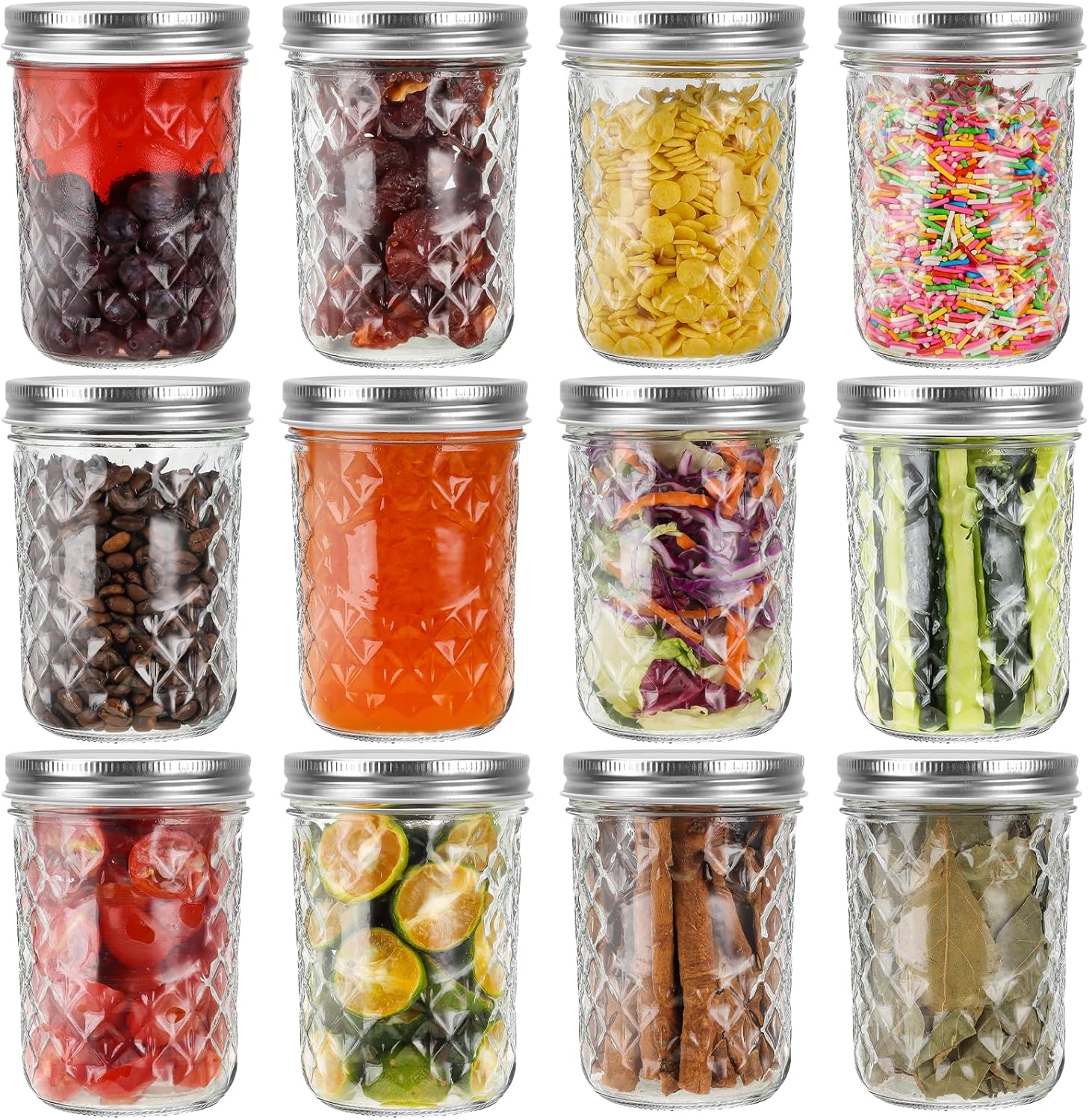 16oz Wide Mouth Glass Mason Jars 12 Pack, 480 ml Glass Canning Jars ...