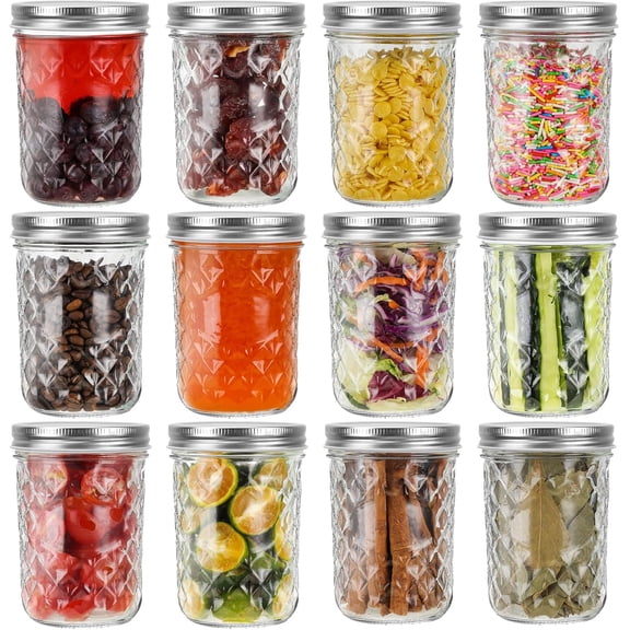 16oz Wide Mouth Glass Mason Jars 12 Pack, 480ml Canning Jars with Airtight Lids, Perfect for Salad, Meal Prep, Preserving, Pickling, Jam, Honey
