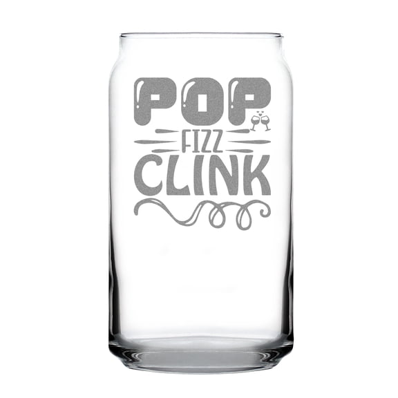 16oz can-shaped pint glass hand engraved pop fizz clink design etched beer wedding gift party
