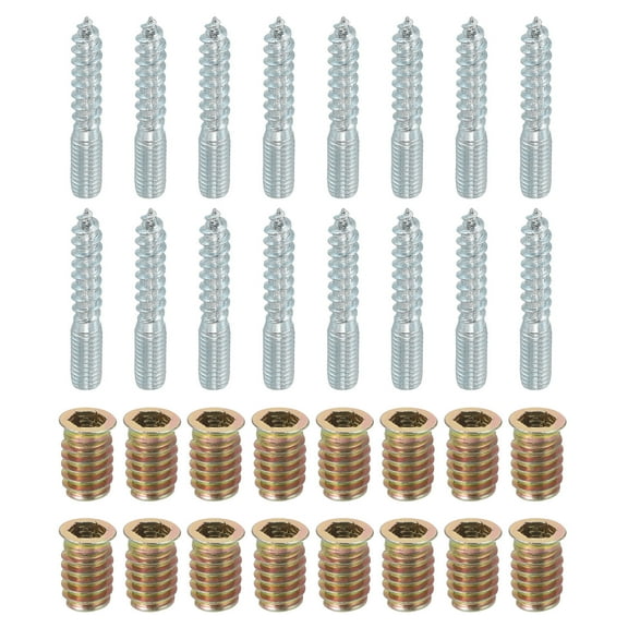 16pack M8x50mm Hanger Bolts with 16pack M8x20mm Threaded Insert Nuts Interface