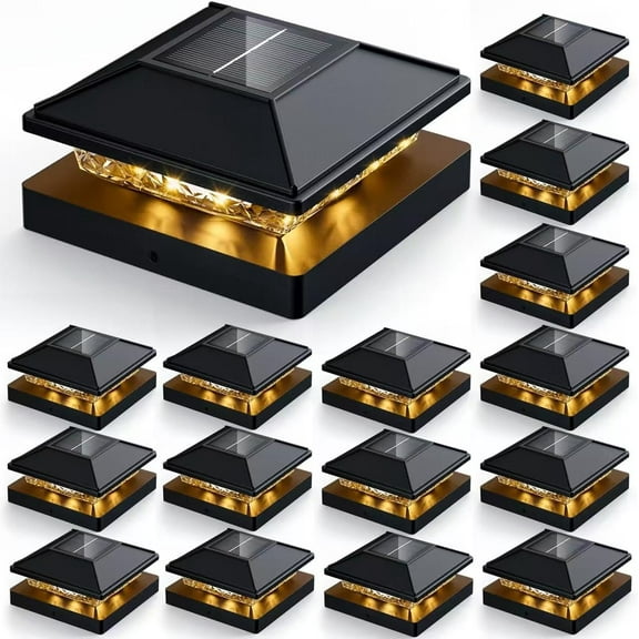 16pack Modern Black Solar Cap Lights, 16 x , , Solar , Anti-Rust, for Deck, Fence, Porch, Garden, Patio