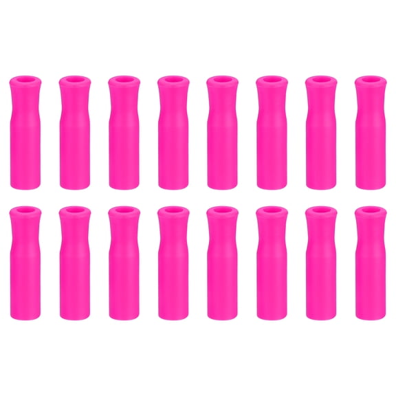 16pack Silicone Straw Tips, Soft Reusable Straws Tips Fit for 1/3 Inch(8mm) OD Stainless Steel Straws, Pink