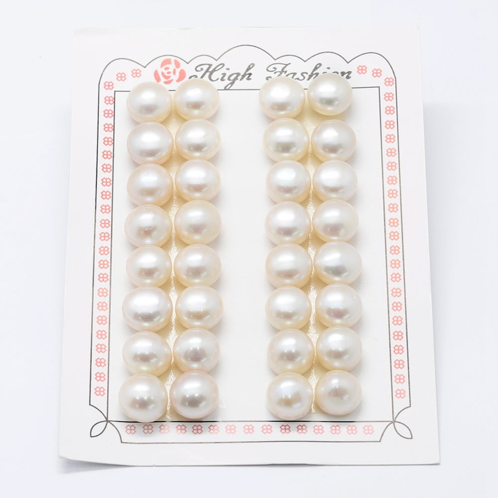 16pairs Natural Cultured Freshwater Pearl Beads Grade 3A Half Drilled Rondelle Floral White 11~12x8mm Hole: 0.8mm about 32pcs/board