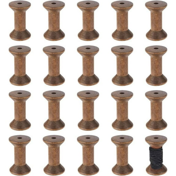 16pc Antique Empty Thread Spools, 1.87" Wooden Empty Spools Wooden Ribbon Spools Bobbins for Wire Weaving Arts DIY Wood Projects