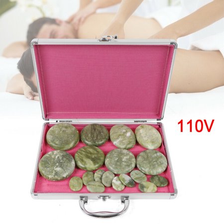 16pc Basalt Massage Hot Stone Set for Salon SPA thermo-Therapeutic Massage Beauty Portable Heater Rocks Kit+Box