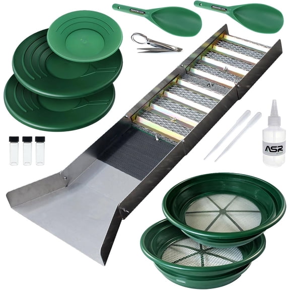 16pc Beginner Gold Panning Sluice Box Kit for Adults Starting to Pan for Gold with Classifier Screens
